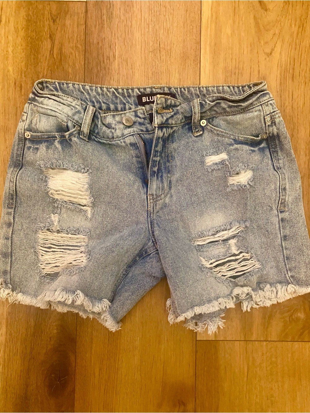 Blue Spice Light Blue Distressed Denim Shorts